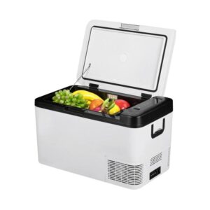 25L auto külmik – kompressortehnoloogia, jahutab kuni -20°C, töötab 12V/24V ja 230V vooluvõrgus, LCD-ekraan
