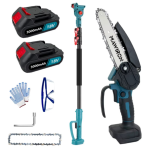 Akutoitega teleskoopkettsaag 8-tolline, 18V harjadeta mootor, reguleeritav teleskoopvars 1.3–2.5m, puude ja okste lõikamiseks