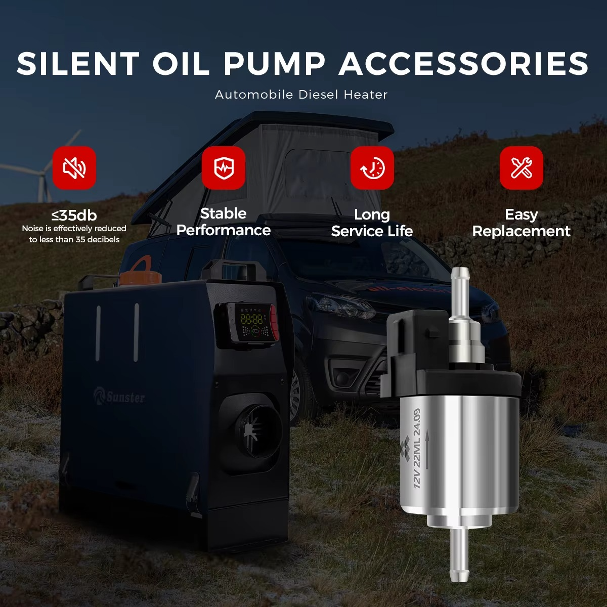 Ultra Silent 12V 22ML diiselkütteseadme kütusepump - Image 4