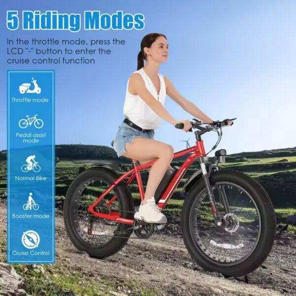 CF26 Must Elektriline Fatbike – 1000W mootor, 48V 13Ah aku, 26" x 4.0" rehvid, kuni 80 km ulatus - Image 6