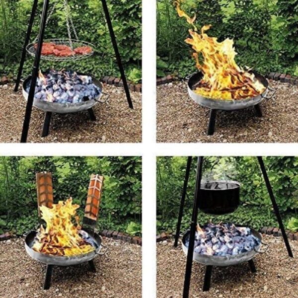 Rotisserie grill koos tulekausiga – BBQ grill, rippuv pöörlev grill, kolmnurkne süsi grill, keerlev grillkorv, kõrguse reguleerimise ahel ja kolmjalg (kõrgus: 152 cm) – väligrill ja küttekolle - Image 3