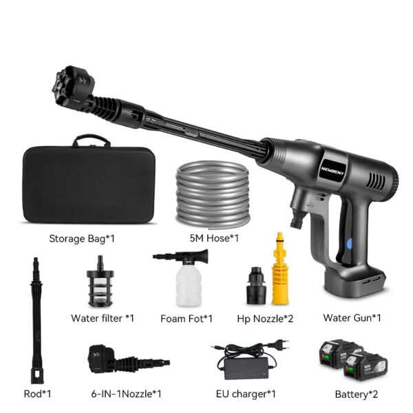 Akusurvepesur 3500W – 200Bar Harjavaba mootoriga survepesur, 2 akuga – Autopesu, aiatee, välipuhastus - Image 7