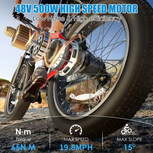 CF26 Must Elektriline Fatbike – 1000W mootor, 48V 13Ah aku, 26" x 4.0" rehvid, kuni 80 km ulatus - Image 5