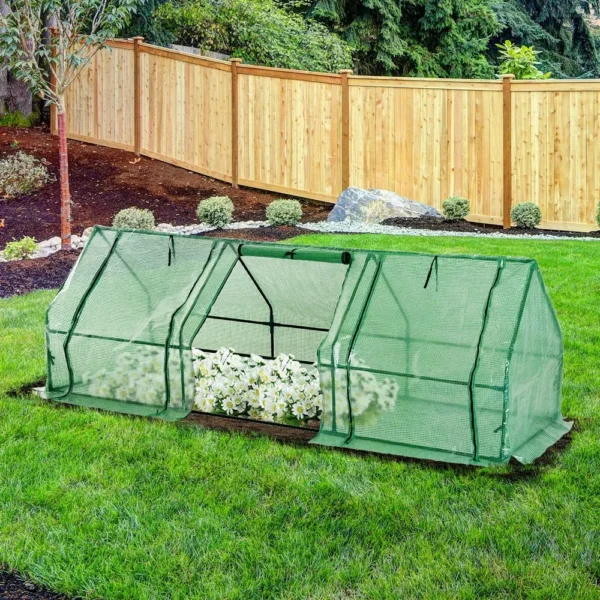 Kasvuhoone 270 × 90 × 90 cm – Roheline PE Kate 140g/m², Terastorud Ø16 mm, Taimedele ja Lilledele, 3 Lukuga Ava, Pikendatud Alumine Serv - Image 6