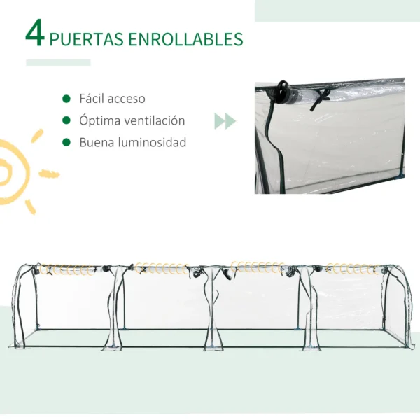 Kasvuhoone Taimedele 395 × 100 × 80 cm – Avar PVC Kate, Terastorud, 4 Tõmblukuga Ava, Tuulekaitse, Kerge Kaal, Aiakasvuhoone - Image 6