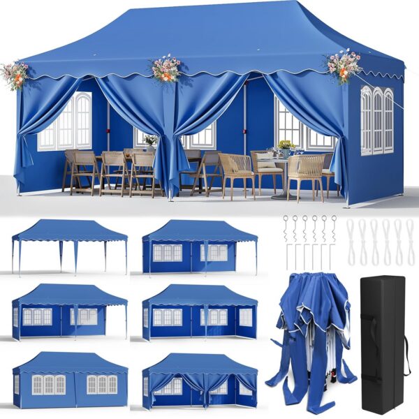 Popup Gazebo 3x6m veekindel aiatelk, tugev pulbervärvitud terasraam ja UV50+ kaitse. Eemaldatavad seinapaneelid ja reguleeritav kõrgus muudavad selle ideaalseks peotelgiks, pulmadeks ja aiamööbli varjualuseks.