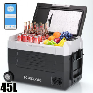 KROAK kahe tsooniga autokülmik rataste ja käepidemetega, Bluetooth-äpijuhtimisega, MAX ja ECO režiimiga ning -20°C sügavkülmavõimekusega. Sobib autosõitudeks, telkimiseks, kalastuseks ja matkamiseks.