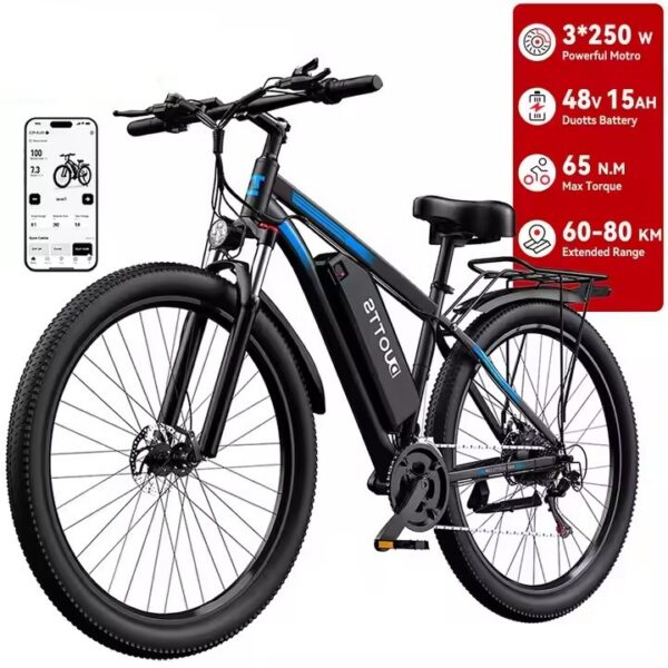 elektriratas – 750W mootor, 48V 15Ah aku, 29" rattad, Shimano 21 käiku ja laadimisport