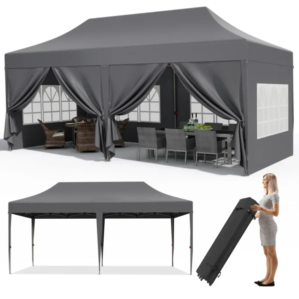 Popup Gazebo 3x6m veekindel aiatelk, 6 seinapaneeliga, UV50+ kaitse, reguleeritav kõrgus (2-3m), kokkupandav aiapaviljon, peotelk, pulm, aiamööbli varjualune - Image 7