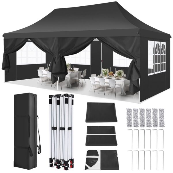 Popup Gazebo 3x6m veekindel aiatelk, tugev pulbervärvitud terasraam ja UV50+ kaitse. Eemaldatavad seinapaneelid ja reguleeritav kõrgus muudavad selle ideaalseks peotelgiks, pulmadeks ja aiamööbli varjualuseks.