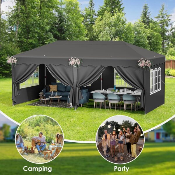 Popup Gazebo 3x6m veekindel aiatelk, 6 seinapaneeliga, UV50+ kaitse, reguleeritav kõrgus (2-3m), kokkupandav aiapaviljon, peotelk, pulm, aiamööbli varjualune - Image 5