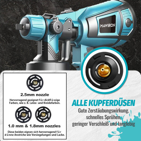 Akuga Värviprits, Makita Akuga Ühilduv | 550W HVLP Värvipihusti | 1000 ml Paak | 2x 3.0Ah Akud + Laadija Komplektis - Image 3