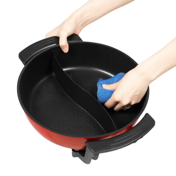 6L Elektriline Kahekambriline Hot Pot Pliit – Multifunktsionaalne 1360W Pott Keetmiseks, Praadimiseks ja Hautamiseks | Sobib 3–4 Inimesele - Image 4