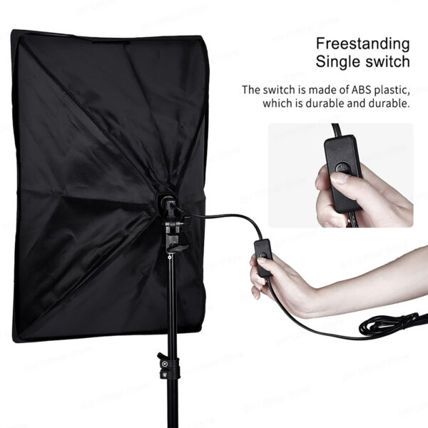 Andoer Fotostuudio Valgustuskomplekt – 45W LED Lambid, 50×70cm Softboxid, 85cm Fotovarjud, Taustad ja Statiivid + Kandekott - Image 5