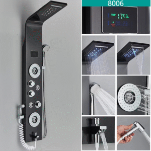 LED-dušipaneel seinale kinnitatav, roostevabast terasest, vihmaduši ja veekaskaadi funktsioonidega