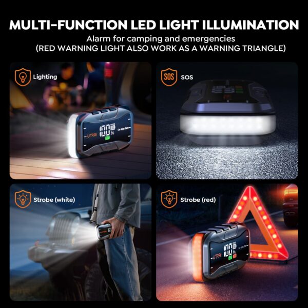 UTRAI Auto Käivitusabi Akupank 6000A – 27000mAh Powerbank, SOS Lamp, 12V Jump Starter, USB-C, Kiirlaadimine - Image 5