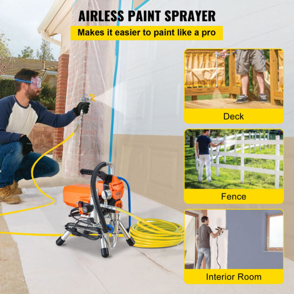 Airless Värviprits 2000W – Kõrgsurve seinavärviprits, 2 L/min voolukiirus, 3000 PSI rõhk, pihustuspüstol ja 9 m voolik - Image 3