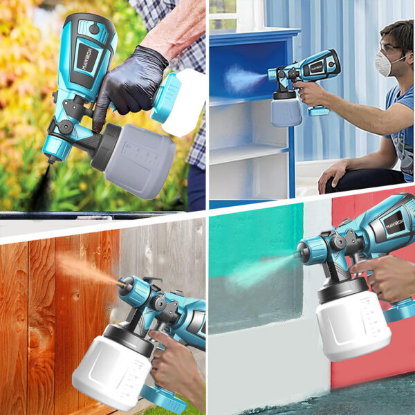 Akuga Värviprits, Makita Akuga Ühilduv | 550W HVLP Värvipihusti | 1000 ml Paak | 2x 3.0Ah Akud + Laadija Komplektis - Image 5