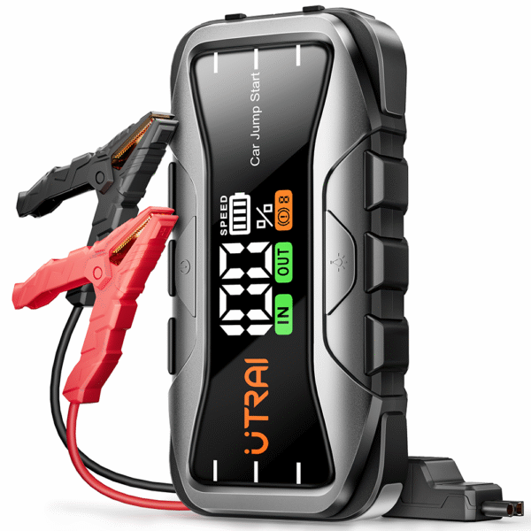 UTRAI 6000A auto käivitusabi ja akupank 27000mAh mahutavusega, 3.3" LCD-ekraani ja sisseehitatud LED-ohutulambiga. Sobib kuni 12.0L mootoritega sõidukitele, nutiseadmete laadimiseks ja hädaolukordadeks.