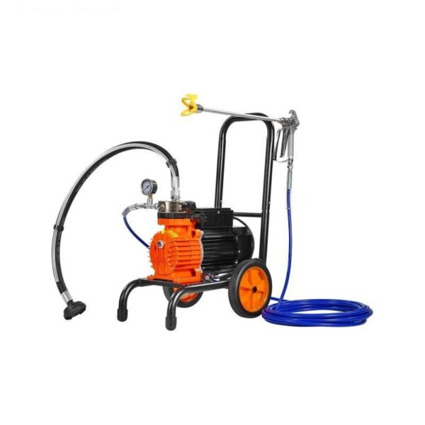 Ratastel airless värviprits 900W mootoriga, 1800 PSI surve ja 9 m voolikuga. Sobib suurte pindade värvimiseks – seinad, laed, mööbel. Kaasas pikendustoru ja puhastusvahendid.