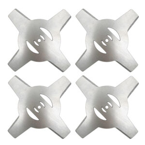 4-hambalised metallist trimmeriterad – 150 mm läbimõõt, 5 mm keskava, sobivad murutrimmeritele ja võsalõikuritele