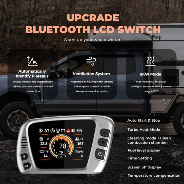 Sunster 8kW Diiselsoojendi Kohvriga – 12V/110–240V, LCD + Bluetooth, 6L Paagiga, Matkaautole, Paadile ja Telkimiseks - Image 3