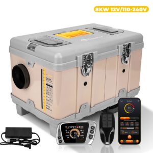 Sunster 8kW kaasaskantav diiselsoojendi – 12V / 110–240V, LCD, Bluetooth, 6L paak, auto- ja garaažikütmiseks