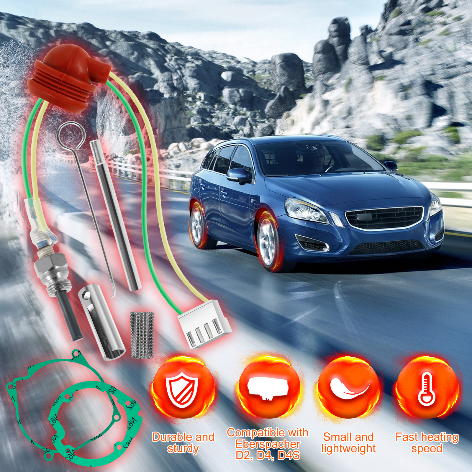 Hõõgküünla Remontkomplekt 12V – Sobib 5KW 8KW Diiselsoojendile – Keraamiline Süüteküünal, Filter, Tihendid ja Eemaldustööriistad – Webasto, Eberspächer ja Hiina Soojenditele - Image 5