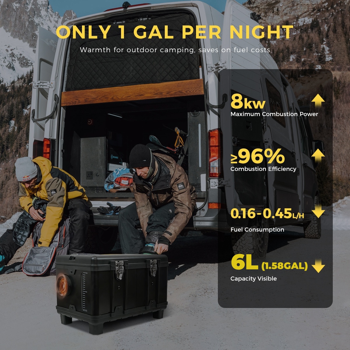 8KW Sunster Tööriistakohvris Diiselsoojendi 12V/24V/220V – LCD Ekraan, Bluetooth & Puldiga – Kõrge efektiivsusega kütteseade Matkaautodele, Garaažile, Paadile, Telki - Image 4