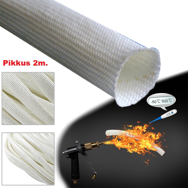 Klaaskiust kuumuskindel heitmetoru isolatsioon (2 m, 25 mm) – sobib Webasto ja Eberspacher diiselsoojenditele, kaitseb kuni 600°C temperatuuril.