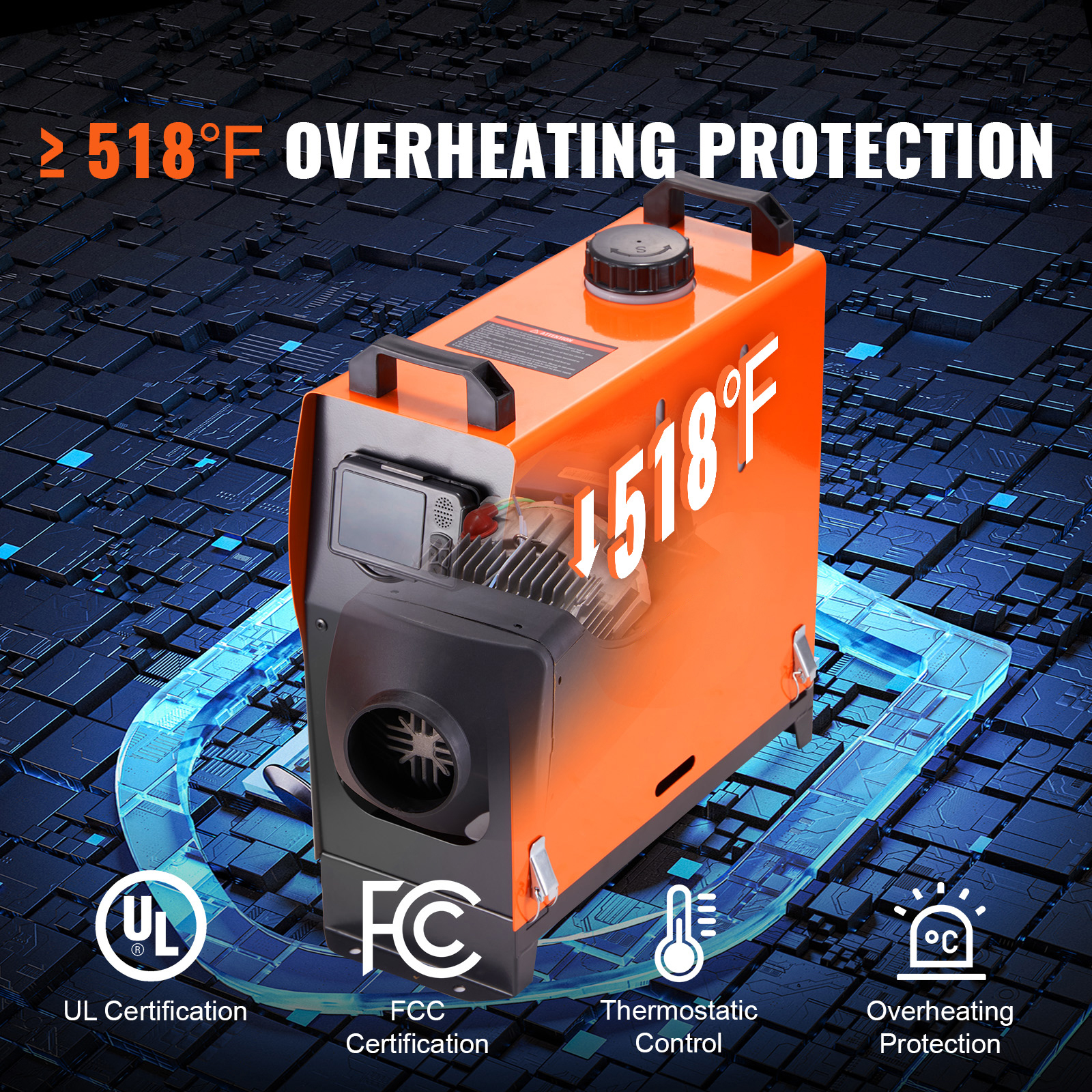 Diiselsoojendi 8KW 12V Bluetoothiga + LCD Juhtpaneel – Parkimiskütteseade Sõidukitele, Haagistele, Paadile – Madala Müratasemega + Kaugjuhtimispult - Image 5