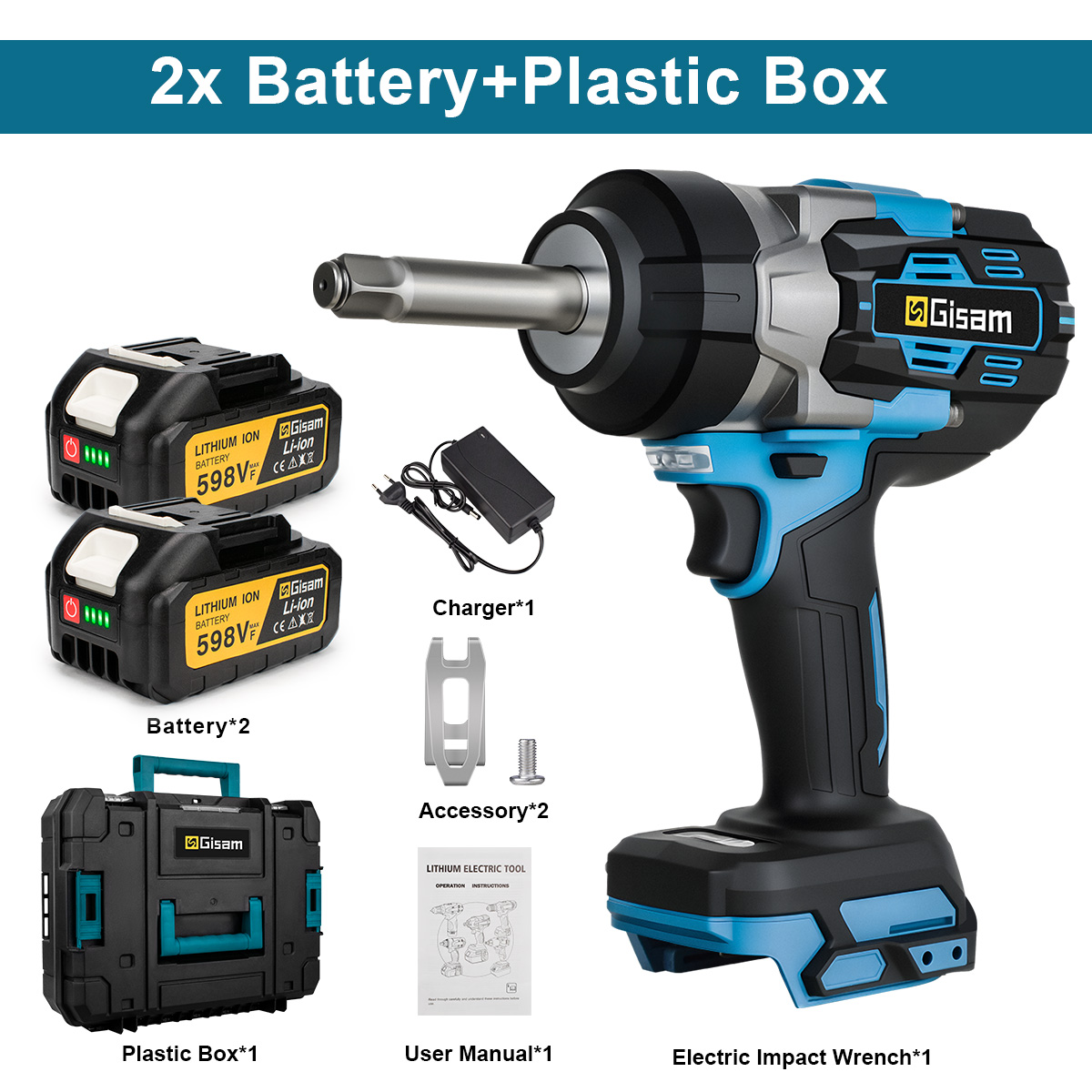 2800N.M Löökmutrikeeraja 1/2'' Pikendatud Võlliga + 2x 4.0Ah Aku + Kohver – 18V Makita Akuühilduv + LED Töövalgus + 5 Käiku - Image 4