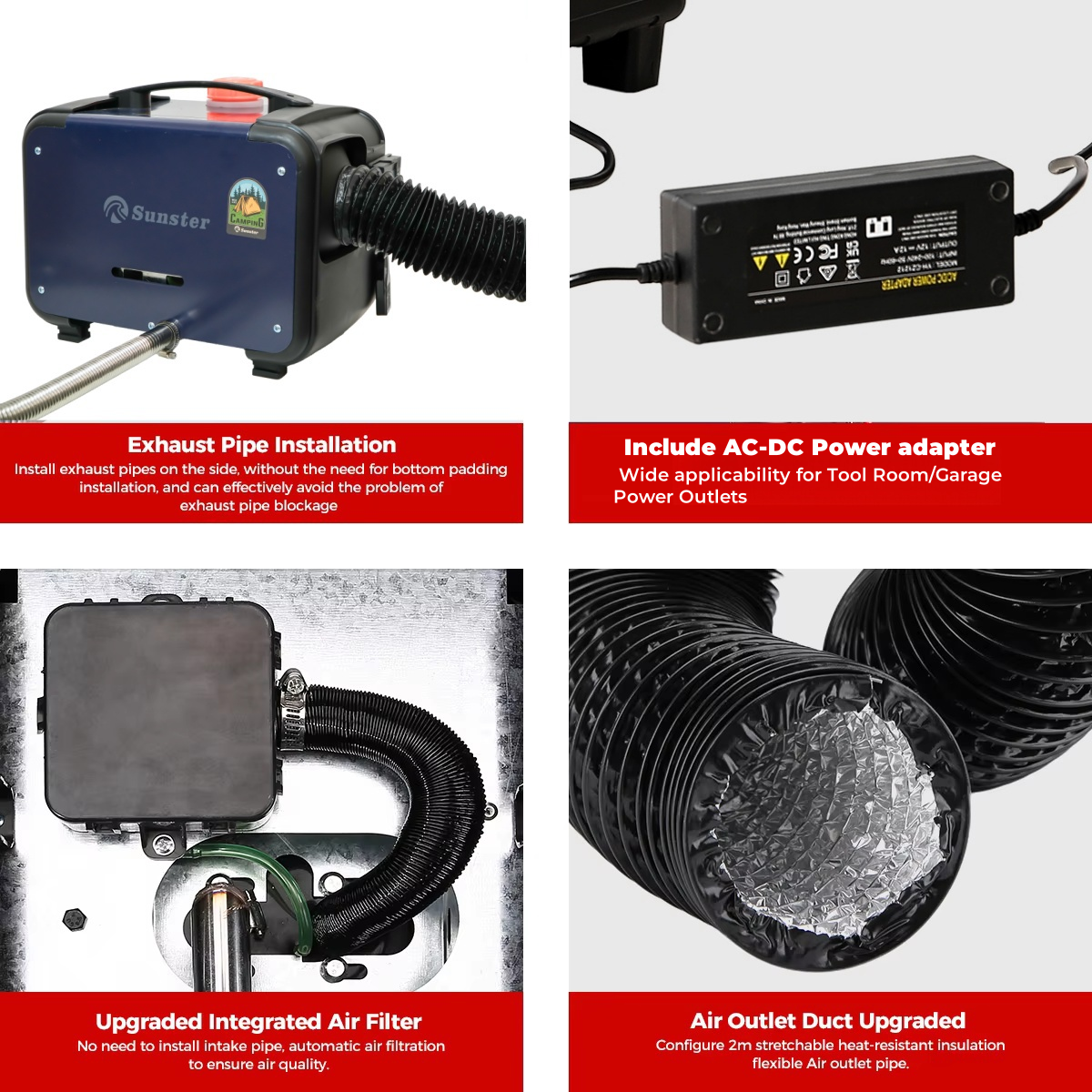 8KW Sunster Diiselsoojendi 12V/24V/220V – LCD Ekraan, Bluetooth & Puldiga – Kütteseade Matkaautodele, Garaažile, Telki, Sõidukile - Image 3
