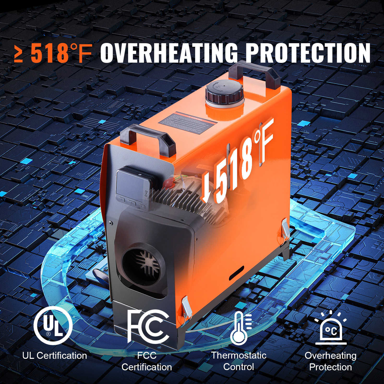 8KW Diiselsoojendi LCD Ekraaniga ja Puldiga – 12V/24V Diisel Kütteseade – Auto, Veoauto, Haagissuvila, Paadi ja Siseruumide Küte – Madala Müratasemega – Kiire Paigaldusvaba Lahendus - Image 3