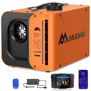 Mudiro 8kW Diiselsoojapuhur 12V/24V/220V – CO Kaitse, Automaatne Kõrgusekompensatsioon, TFT Ekraan, Vaikne Tööpump, Süsteemiga Kõik-Ühes Kütteseade – Haagissuvilale, Garazile, Telki, Töökotta