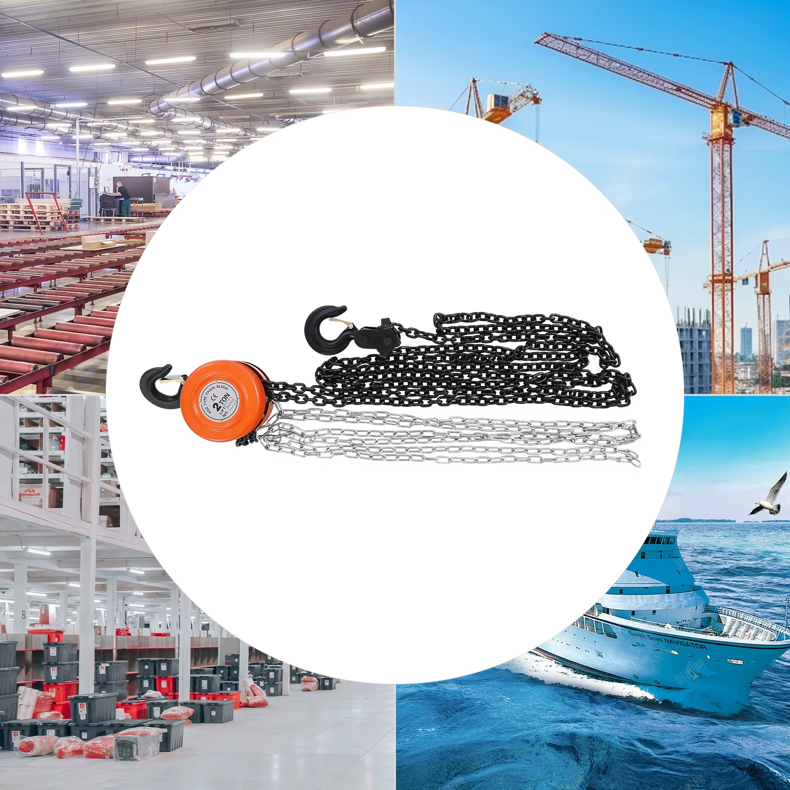 Manuaalne ketttõstuk-tali 2Tkg | Tsingitud teras | 3m tõstekõrgus - Image 4