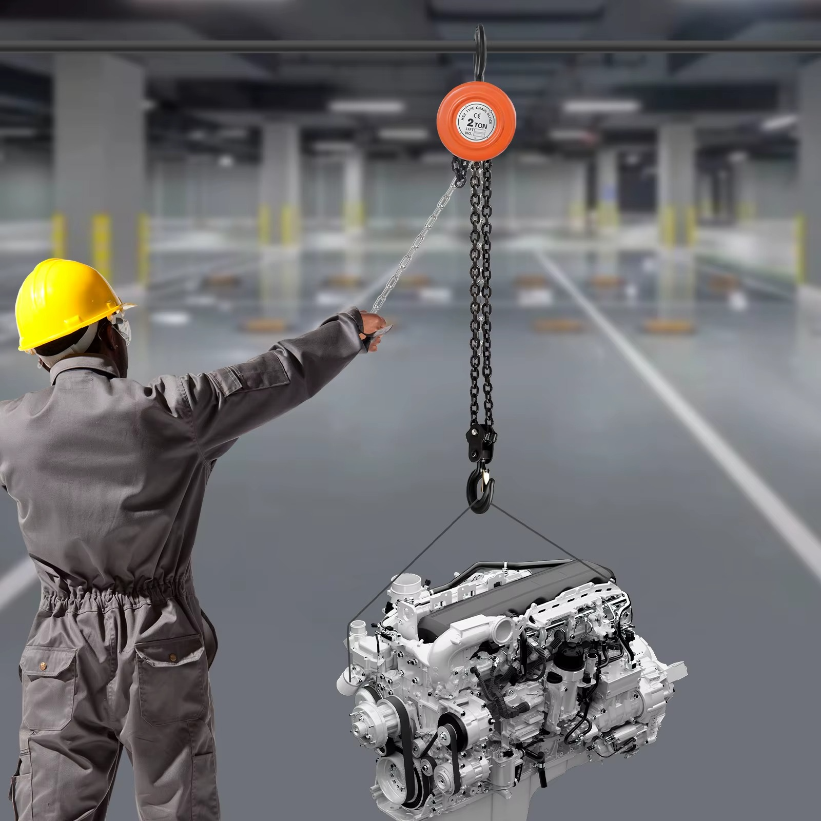 Manuaalne ketttõstuk-tali 2Tkg | Tsingitud teras | 3m tõstekõrgus - Image 2