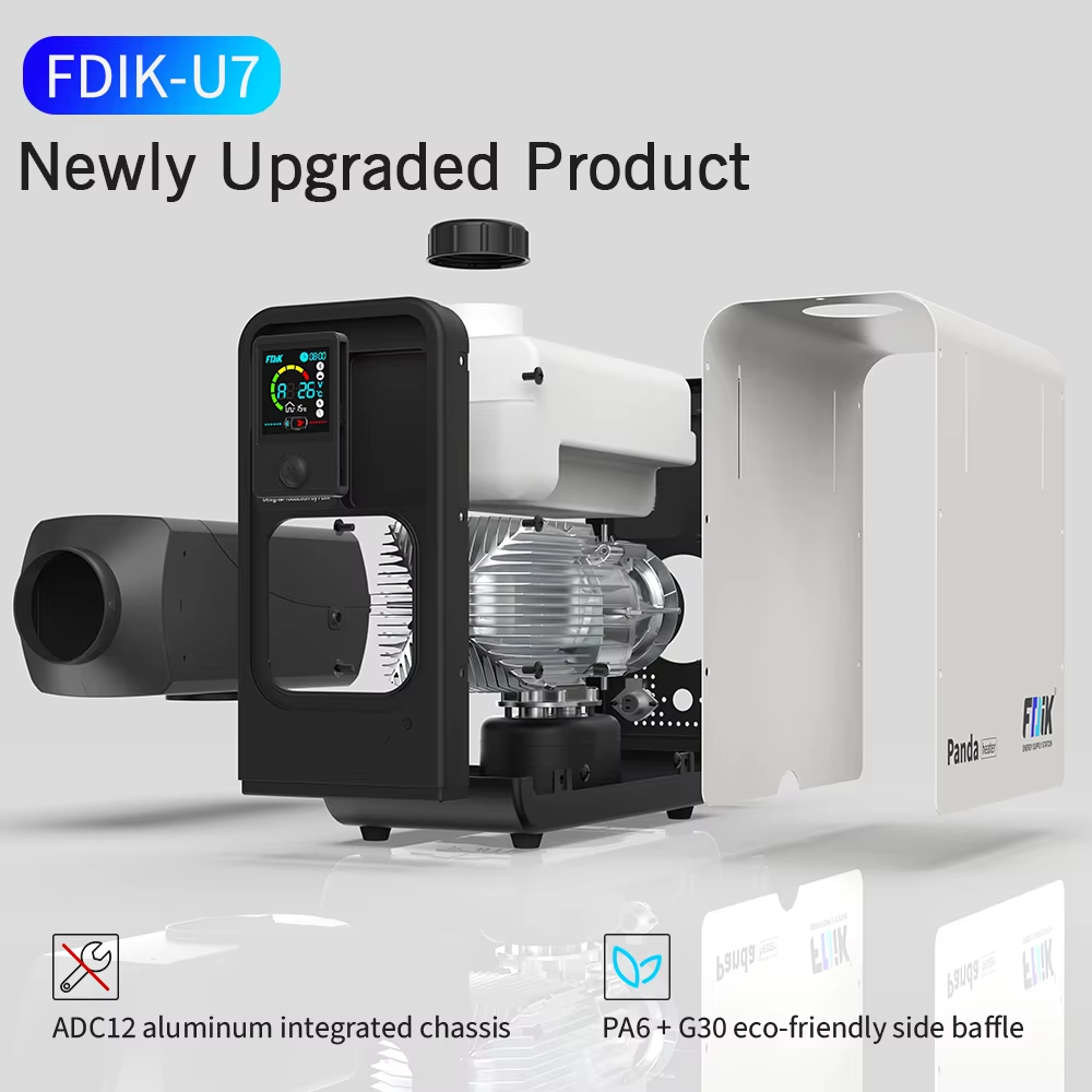 FDIK 8kw Soojapuhur Panda-U7 12V/24V/220V – LCD-ekraan, Bluetooth ja Puldiga Juhtimine, Kaasaskantav Diiselsoojendi Matkamiseks, Paadile, Haagissuvilale ja Sõidukitele - Image 6