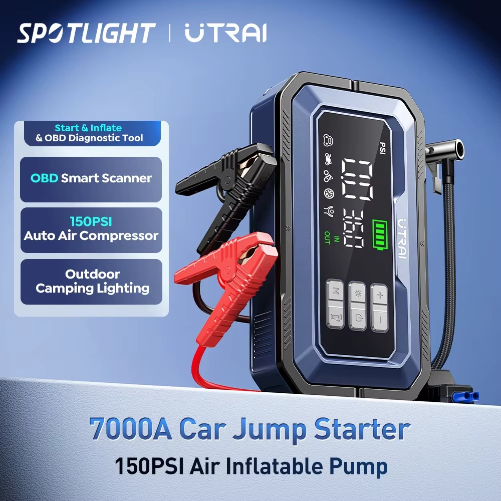 7000A auto käivitusabi kompressoriga UTRAI – 12V, 150 PSI, OBD-diagnostika, 18W kiirlaadimine - Image 6