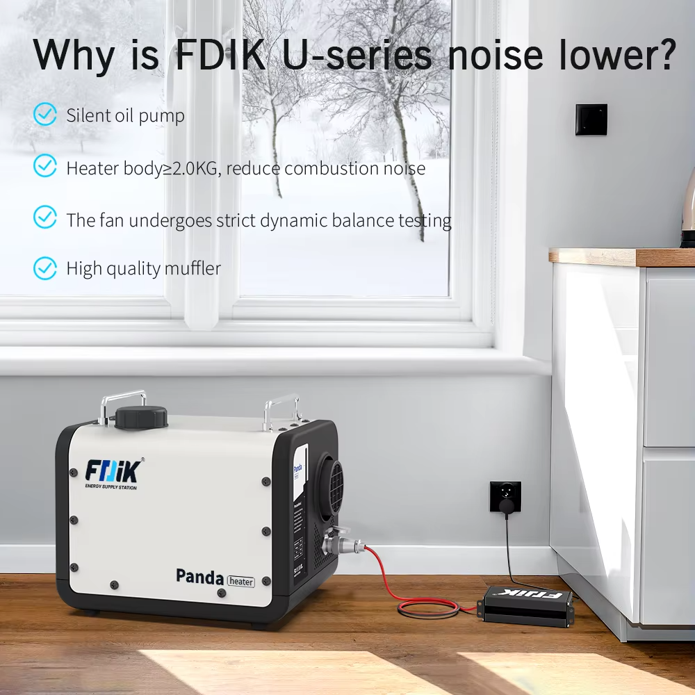 FDIK 8kw Soojapuhur Panda-U6 12V/24V/220V – LCD-ekraan, Bluetooth ja Puldiga Juhtimine, Kaasaskantav Diiselsoojendi Matkamiseks, Paadile, Haagissuvilale ja Sõidukitele - Image 4