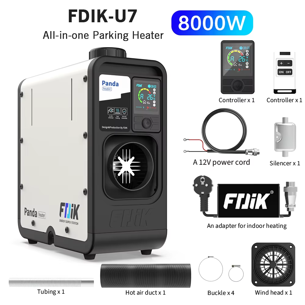 FDIK 8kw Soojapuhur Panda-U7 12V/24V/220V – LCD-ekraan, Bluetooth ja Puldiga Juhtimine, Kaasaskantav Diiselsoojendi Matkamiseks, Paadile, Haagissuvilale ja Sõidukitele - Image 3
