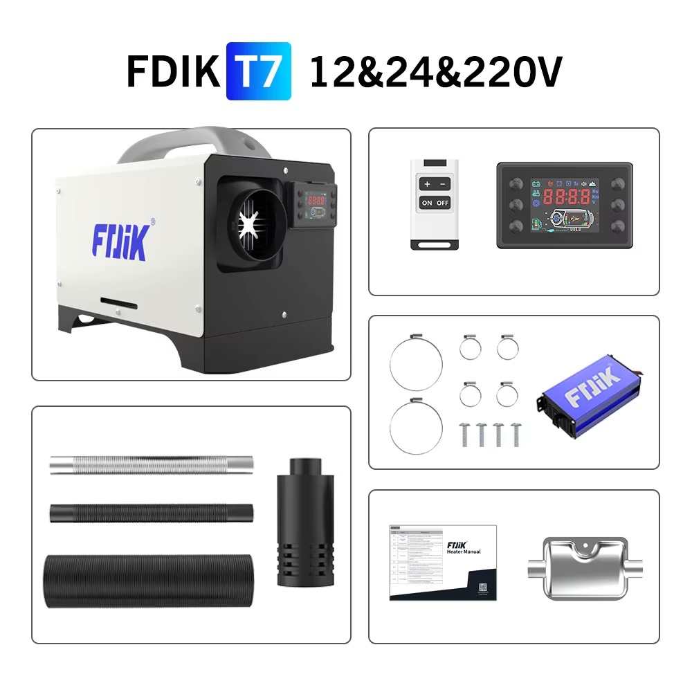 FDIK 5KW Diiselõhksoojendi 12V/24V/220V – LCD-ekraan (TAGASTATUD) - Image 5