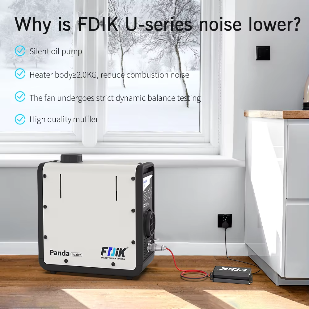 FDIK 8kw Soojapuhur Panda-U7 12V/24V/220V – LCD-ekraan, Bluetooth ja Puldiga Juhtimine, Kaasaskantav Diiselsoojendi Matkamiseks, Paadile, Haagissuvilale ja Sõidukitele - Image 2