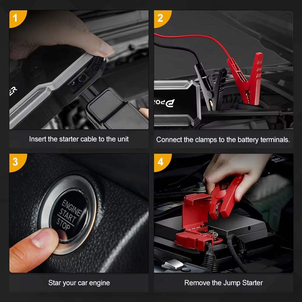 POPDEER PD-J02 3000A auto käivitusabi akupank 23 800 mAh (12V) - Image 3