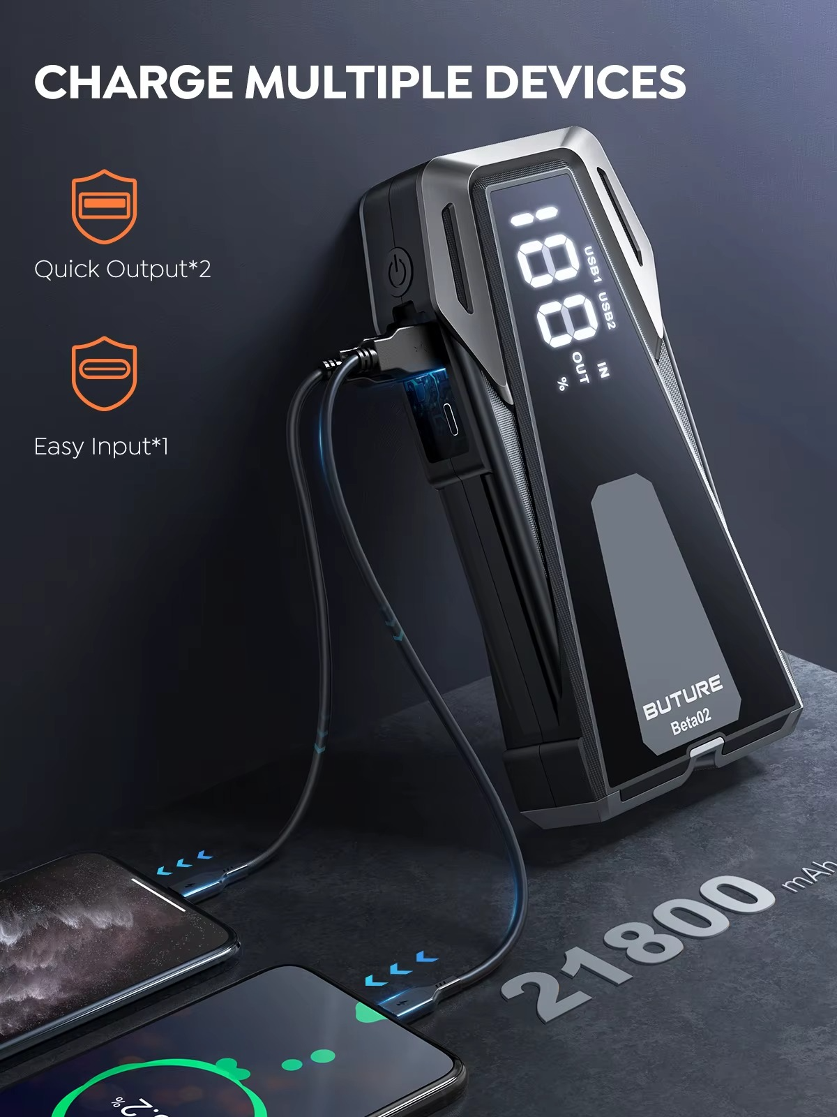 BUTURE B02 2500A auto käivitusabi akupank 21 800 mAh (12V) - Image 6