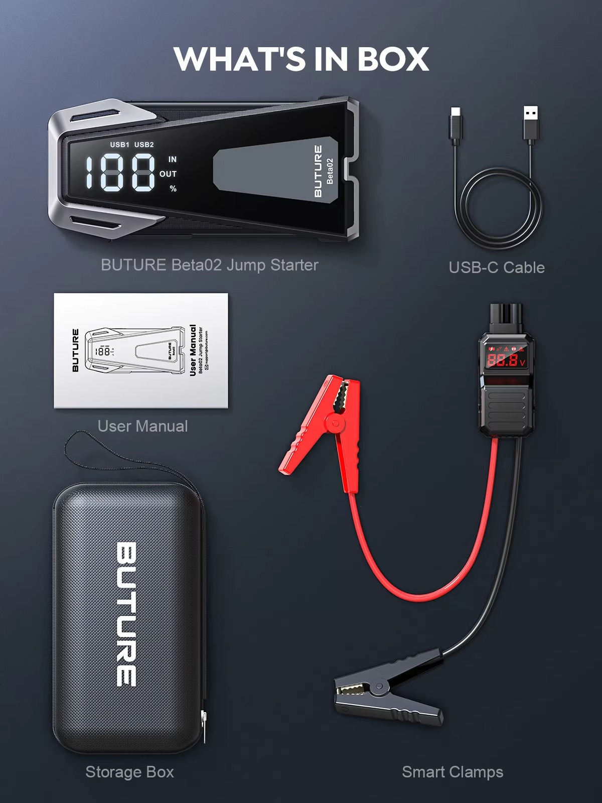 BUTURE B02 2500A auto käivitusabi akupank 21 800 mAh (12V) - Image 4