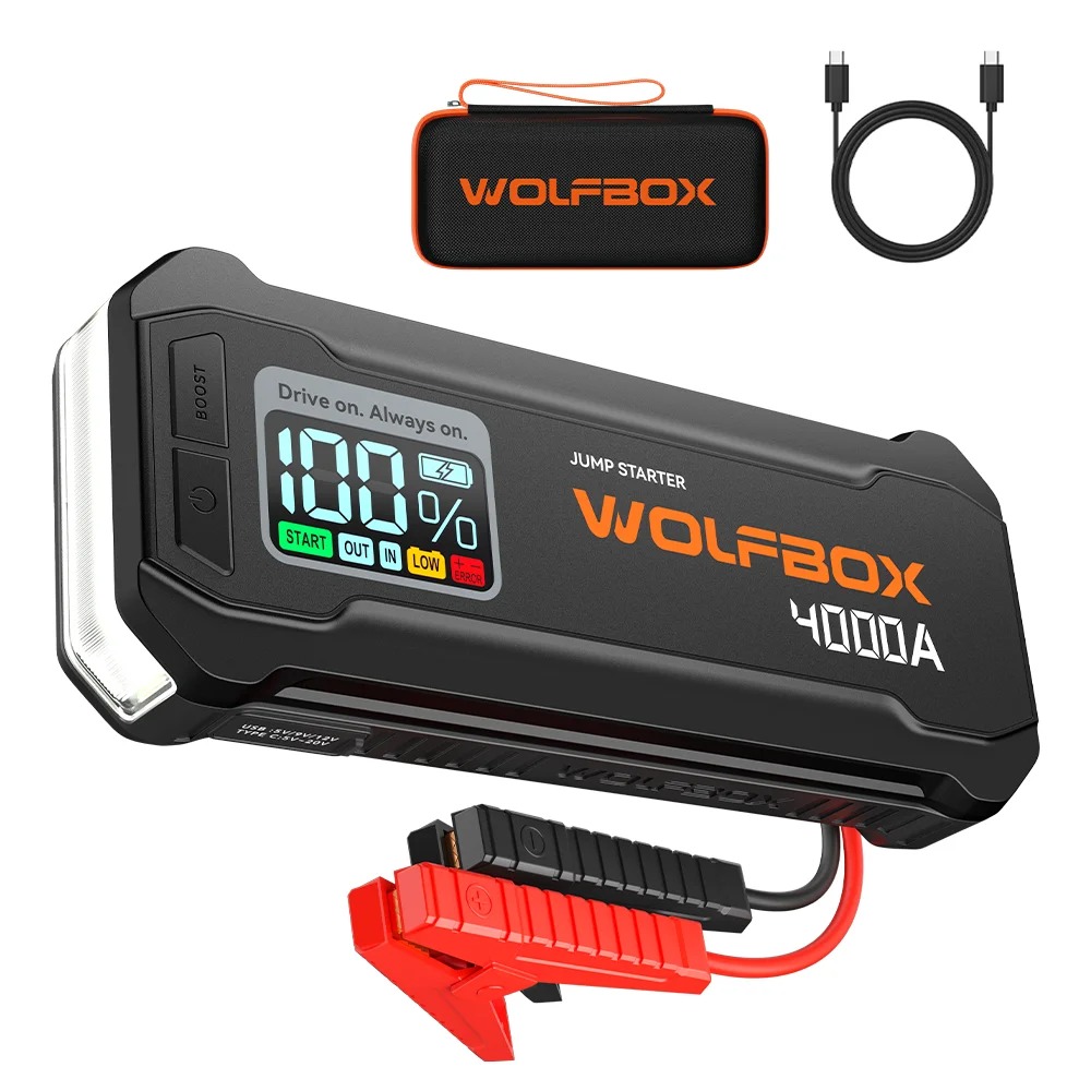 WOLFBOX 4000A auto käivitusabi ja 24000mAh akupank