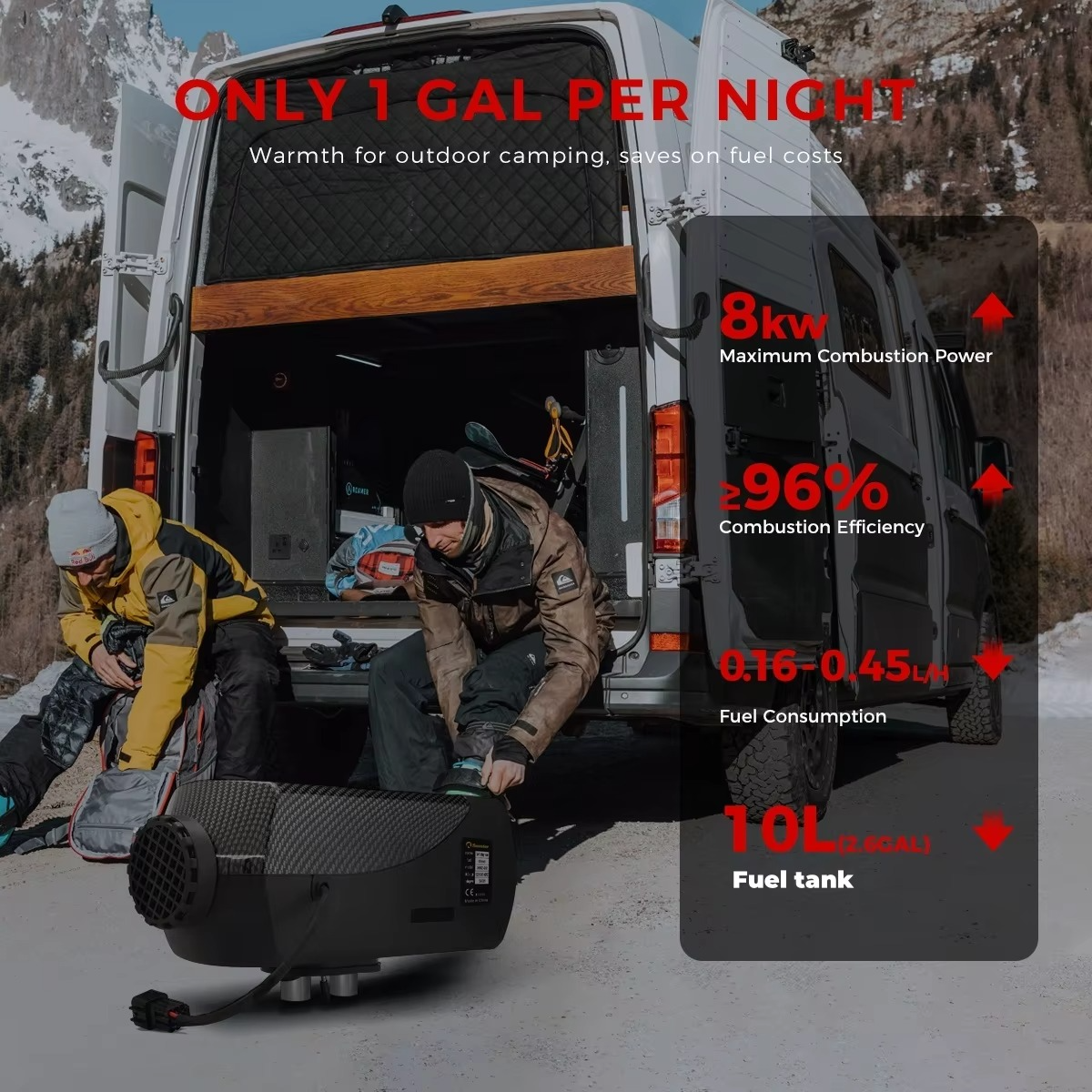 Sunster 8kW diisel soojendi 12V/24V Bluetoothiga – LCD juhtimine, vaikne pump, 10L paak - Image 3