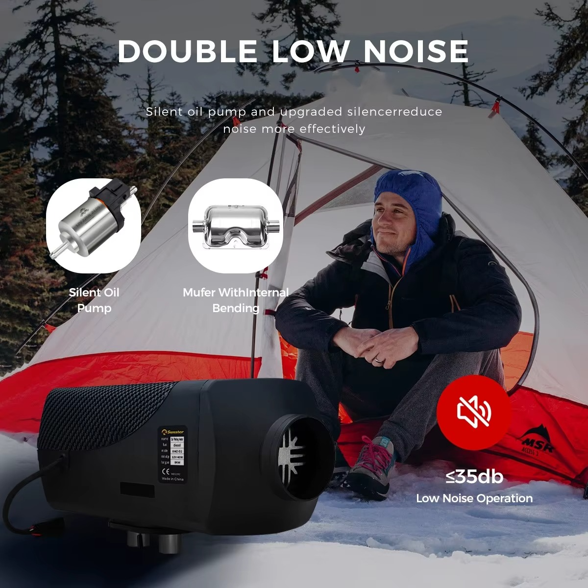 Sunster 8kW diisel soojendi 12V/24V Bluetoothiga – LCD juhtimine, vaikne pump, 10L paak - Image 4