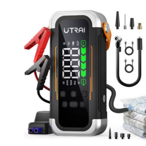 UTRAI JS-40 6000A auto käivitusabi kompressoriga – 12V käivitusseade 150 PSI rehvipumba, LCD-ekraani ja akupangaga